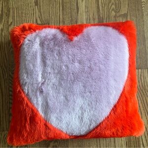 Anthropologie Red and Purple Heart Accent Pillow